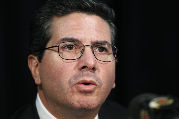 Washington Redskins owner Dan Snyder speaks to the media during a news conference, Thursday, Dec. 17, 2009, in Ashburn, Va. The Washington Redskins overhauled their front office Thursday morning, hiring Bruce Allen as general manager after the resignation of Vinny Cerrato.   (AP Photo/Manuel Balce Ceneta)