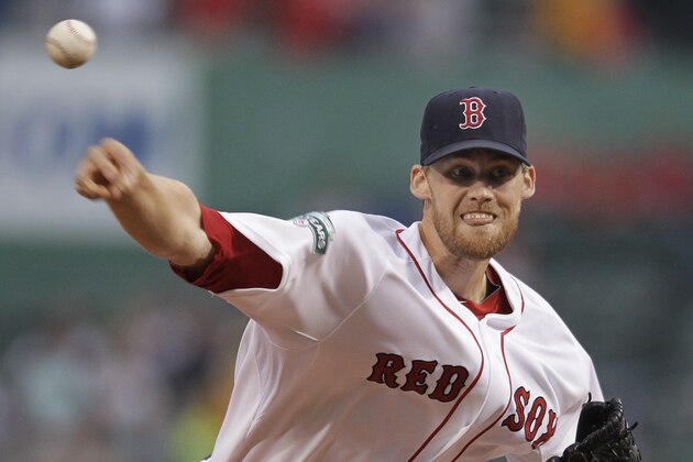 Boston Red Sox starting pitcher Daniel Bard delivers to the Detroit Tigers during the first inning of a baseball game at Fenway Park in Boston on Tuesday, May 29, 2012. (AP Photo/Elise Amendola)