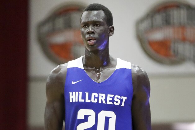 Hillcrest Prep's Makur Maker #20 is seen against Sunrise Christian Academy during a high school basketball game at the Hoophall Classic, Sunday, January 19, 2020, in Springfield, MA. (AP Photo/Gregory Payan)