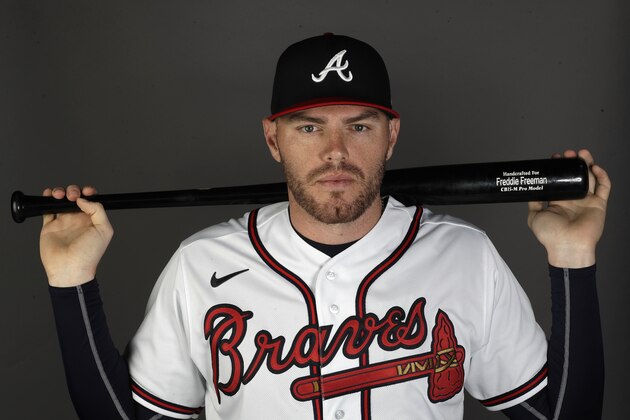 This is a 2020 photo of Freddie Freeman of the Atlanta Braves baseball team. Atlanta Braves four-time All-Star Freddie Freeman, reliever Will Smith and two teammates have tested positive for the coronavirus. Manager Brian Snitker says the four players, including right-hander Touki Toussaint and infielder Pete Kozma, agreed to have the team disclose their positive tests. (AP Photo/John Bazemore) This is a 2020 photo of Freddie Freeman of the Atlanta Braves baseball team. Atlanta Braves four-time All-Star Freddie Freeman, reliever Will Smith and two teammates have tested positive for the coronavirus. Manager Brian Snitker says the four players, including right-hander Touki Toussaint and infielder Pete Kozma, agreed to have the team disclose their positive tests. (AP Photo/John Bazemore)