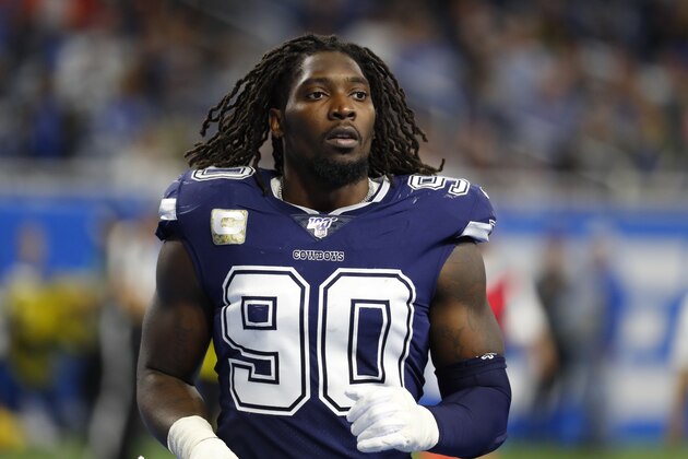 Dallas Cowboys defensive end Demarcus Lawrence plays against the Detroit Lions during an NFL football game in Detroit, Sunday, Nov. 17, 2019. (AP Photo/Paul Sancya) Dallas Cowboys defensive end Demarcus Lawrence plays against the Detroit Lions during an NFL football game in Detroit, Sunday, Nov. 17, 2019. (AP Photo/Paul Sancya)