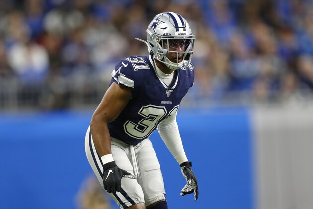 Dallas Cowboys cornerback Byron Jones (31) plays against the Detroit Lions during an NFL football game in Detroit, Sunday, Nov. 17, 2019. (AP Photo/Paul Sancya)