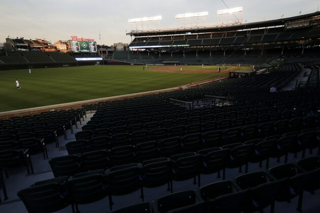 An exhibition baseball game is played at Wrigley Field between the Chicago White Sox and the Chicago Cubs in Chicago, Sunday, July 19, 2020. (AP Photo/Nam Y. Huh)
