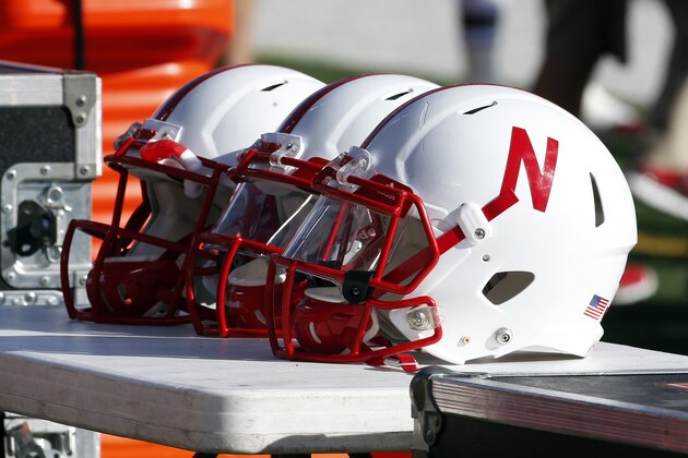 Nebraska helmets are see on the sidelines during the first half an NCAA college football game against Minnesota, Saturday, Oct. 17, 2015, in Minneapolis. (AP Photo/Ann Heisenfelt)