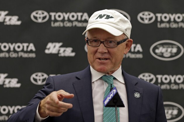 New York Jets owner Woody Johnson speaks during a press conference for D'Brickashaw Ferguson on Thursday, April 14, 2016 at the team's practice facility in Florham Park, N.J. (AP Photo/Adam Hunger)