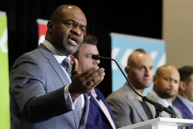 FILE - In this Jan. 30, 2020, file photo, NFL Players Association Executive director DeMaurice Smith speaks at the annual state of the union news conference in Miami Beach, Fla. The NFL and the NFLPA haven’t come to an agreement on all protocols for training camp and the preseason as the report date for teams draws closer. (AP Photo/Chris Carlson, File) FILE - In this Jan. 30, 2020, file photo, NFL Players Association Executive director DeMaurice Smith speaks at the annual state of the union news conference in Miami Beach, Fla. The NFL and the NFLPA haven’t come to an agreement on all protocols for training camp and the preseason as the report date for teams draws closer. (AP Photo/Chris Carlson, File)