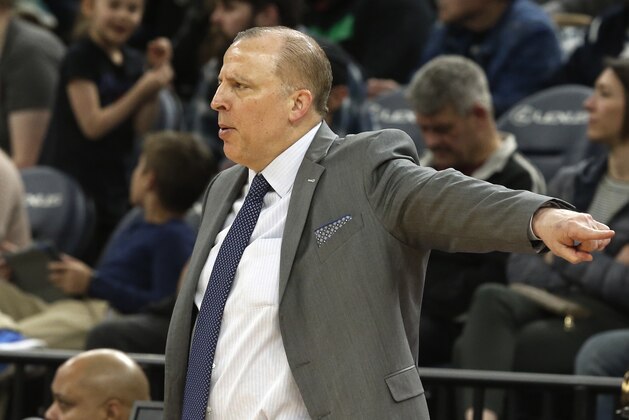 Minnesota Timberwolves head coach Tom Thibodeau directs his players in the second half of an NBA basketball game against the Milwaukee Bucks Friday, Oct. 26, 2018, in Minneapolis. The Bucks won 125-95. (AP Photo/Jim Mone)