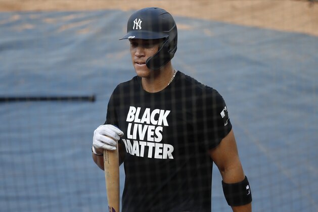 New York Yankees right fielder Aaron Judge (99), wearing a