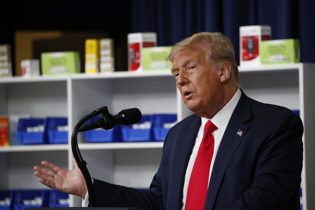 President Donald Trump speaks during an event to sign executive orders on lowering drug prices, in the South Court Auditorium in the White House complex, Friday, July 24, 2020, in Washington. (AP Photo/Alex Brandon)