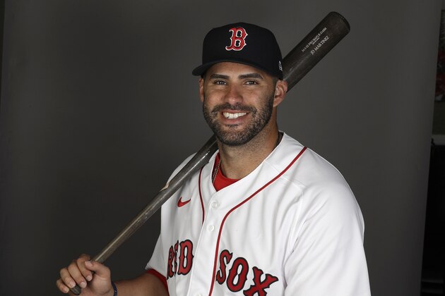 This is a 2020 photo of J.D. Martinez of the Red Sox baseball team. This image reflects the 2020 active roster as of Feb. 19, 2020 when this image was taken. (AP Photo/John Bazemore)