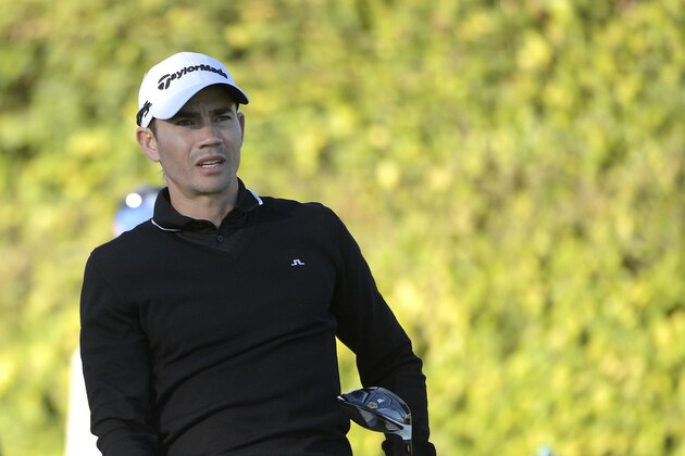 Camilo Villegas, of Colombia, watches his tee shot on the ninth hole during the first round of the Arnold Palmer Invitational golf tournament in Orlando, Fla., Thursday, March 16, 2017. (AP Photo/Phelan M. Ebenhack)
