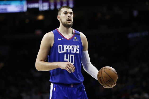 Los Angeles Clippers' Ivica Zubac plays during an NBA basketball game against the Philadelphia 76ers, Tuesday, Feb. 11, 2020, in Philadelphia. (AP Photo/Matt Slocum)