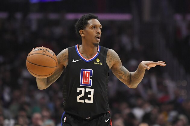 Los Angeles Clippers guard Lou Williams dribbles during the second half of an NBA basketball game against the Denver Nuggets Friday, Feb. 28, 2020, in Los Angeles. The Clippers won 132-103. (AP Photo/Mark J. Terrill)