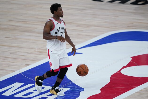 Toronto Raptors' Kyle Lowry (7) plays against the Los Angeles Lakers during the second half of an NBA basketball game Saturday, Aug. 1, 2020, in Lake Buena Vista, Fla. (AP Photo/Ashley Landis, Pool) Toronto Raptors' Kyle Lowry (7) plays against the Los Angeles Lakers during the second half of an NBA basketball game Saturday, Aug. 1, 2020, in Lake Buena Vista, Fla. (AP Photo/Ashley Landis, Pool)