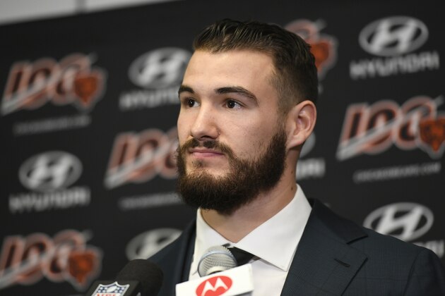 FILE - In this Dec. 29, 2019, file photo, Chicago Bears quarterback Mitchell Trubisky speaks during a news conference after an NFL football game against the Minnesota Vikings, in Minneapolis. Trubisky understands why the Bears acquired quarterback Nick Foles. That doesn't mean he's ready to hand over the starting job. Trubisky said the trade for Foles gave him extra motivation to show he can develop into the franchise quarterback the Bears thought he would become when they moved up a spot to draft him with the No. 2 overall pick in 2017. “That's the business we're in,” he said in a conference call on Friday, June 12, 2020. (AP Photo/Craig Lassig, File)