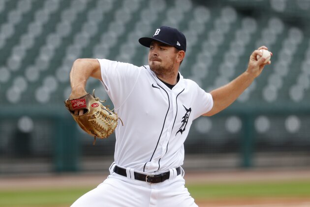 Detroit Tigers pitcher Tyler Alexander throws against the Cincinnati Reds in the fourth inning of the first baseball game of a doubleheader in Detroit, Sunday, Aug. 2, 2020. (AP Photo/Paul Sancya) Detroit Tigers pitcher Tyler Alexander throws against the Cincinnati Reds in the fourth inning of the first baseball game of a doubleheader in Detroit, Sunday, Aug. 2, 2020. (AP Photo/Paul Sancya)