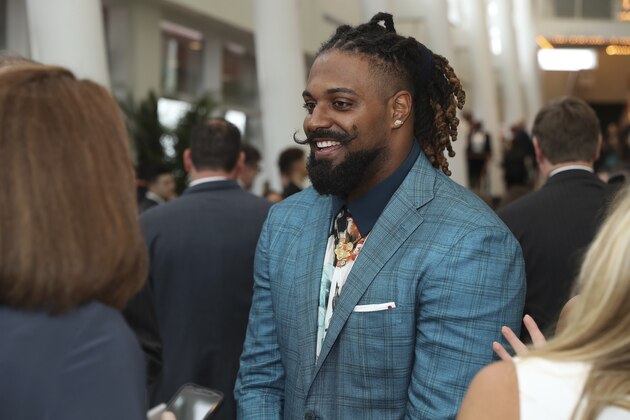 Cameron Jordan, of the New Orleans Saints, attends the 9th Annual NFL Honors at the Adrienne Arsht Center on Saturday, Feb. 1, 2020, in Miami. (Jeff Lewis/AP Images for NFL)