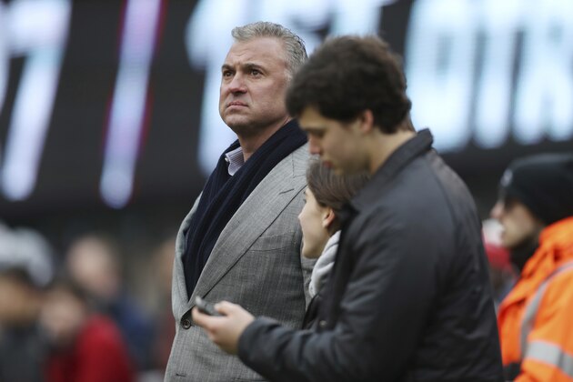 Shane McMahon watches from the sideline during an XFL football game between the Tampa Bay Vipers and the New York Guardians, Sunday, Feb. 9, 2020, in East Rutherford, N.J. The New York Guardians won 23-3. (AP Photo/Steve Luciano) Shane McMahon watches from the sideline during an XFL football game between the Tampa Bay Vipers and the New York Guardians, Sunday, Feb. 9, 2020, in East Rutherford, N.J. The New York Guardians won 23-3. (AP Photo/Steve Luciano)