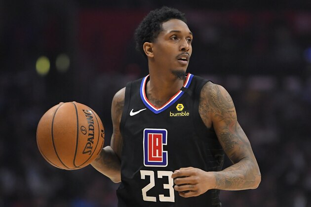 Los Angeles Clippers guard Lou Williams dribbles during the second half of an NBA basketball game against the Denver Nuggets Friday, Feb. 28, 2020, in Los Angeles. The Clippers won 132-103. (AP Photo/Mark J. Terrill)
