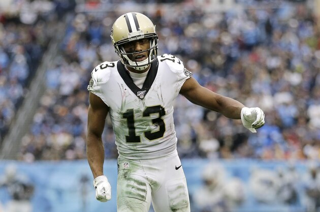New Orleans Saints wide receiver Michael Thomas plays against the Tennessee Titans in an NFL football game Sunday, Dec. 22, 2019, in Nashville, Tenn. (AP Photo/James Kenney)