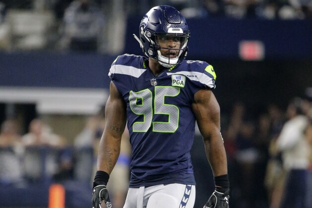 Seattle Seahawks defensive end Dion Jordan (95) lines up against the Dallas Cowboys during an NFC wild-card NFL football game in Arlington, Texas, Saturday, Jan. 5, 2019.(AP Photo/Michael Ainsworth)