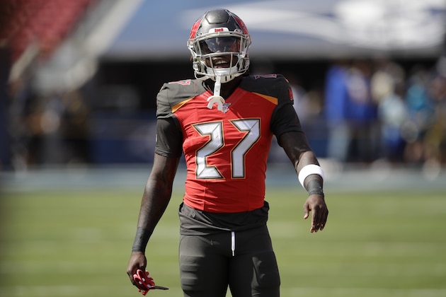 Tampa Bay Buccaneers running back Ronald Jones warms up before an NFL football game against the Los Angeles Rams Sunday, Sept. 29, 2019, in Los Angeles. (AP Photo/Marcio Jose Sanchez)