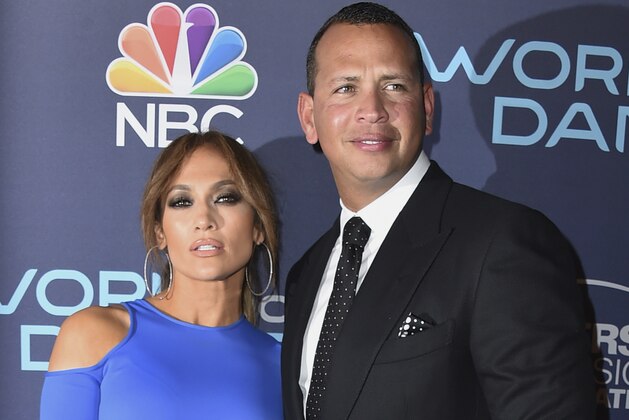 Jennifer Lopez, left, and Alex Rodriguez arrive at the Jennifer Lopez, left, and Alex Rodriguez arrive at the