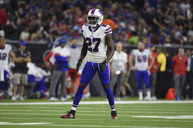 Buffalo Bills cornerback Tre'Davious White (27) lines up against the Houston Texans during the second half of an NFL wild-card playoff football game Saturday, Jan. 4, 2020, in Houston. (AP Photo/Eric Christian Smith)