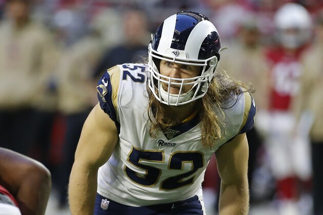 Los Angeles Rams outside linebacker Clay Matthews (52) during an NFL football game against the Arizona Cardinals, Sunday, Dec. 1, 2019, in Glendale, Ariz. (AP Photo/Rick Scuteri)