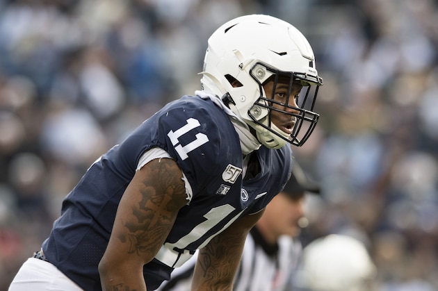 Penn State linebacker Micah Parsons (11) in action against Rutgers during an NCAA college football game in State College, Pa., on Saturday, Nov. 30, 2019. (AP Photo/Barry Reeger)