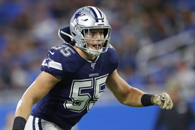 Dallas Cowboys outside linebacker Leighton Vander Esch plays against the Detroit Lions during an NFL football game in Detroit, Sunday, Nov. 17, 2019. (AP Photo/Paul Sancya)