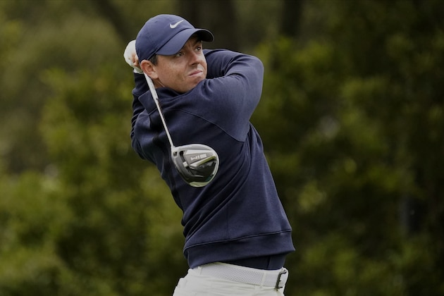 Rory McIlroy of Northern Ireland, watches his tee shot on the 12th hole during the first round of the PGA Championship golf tournament at TPC Harding Park Thursday, Aug. 6, 2020, in San Francisco. (AP Photo/Jeff Chiu)