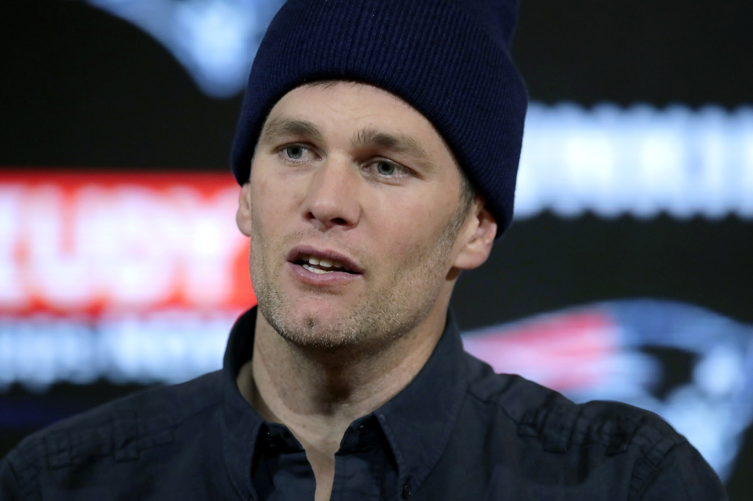 FILE - In this Jan. 4, 2020, file photo, New England Patriots quarterback Tom Brady speaks to the media following an NFL wild-card playoff football game against the Tennessee Titans in Foxborough, Mass.   Tampa Mayor Jane Castor is poking fun at last week's attention-grabbing incident involving Brady. Tampa didnâ€™t exactly give Brady the best of welcomes when he was ejected from a downtown park while working out last Monday, April 20 .(AP Photo/Charles Krupa, File)