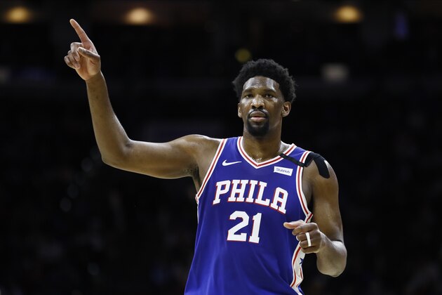 Philadelphia 76ers' Joel Embiid plays during an NBA basketball game against the Detroit Pistons, Wednesday, March 11, 2020, in Philadelphia. (AP Photo/Matt Slocum) Philadelphia 76ers' Joel Embiid plays during an NBA basketball game against the Detroit Pistons, Wednesday, March 11, 2020, in Philadelphia. (AP Photo/Matt Slocum)