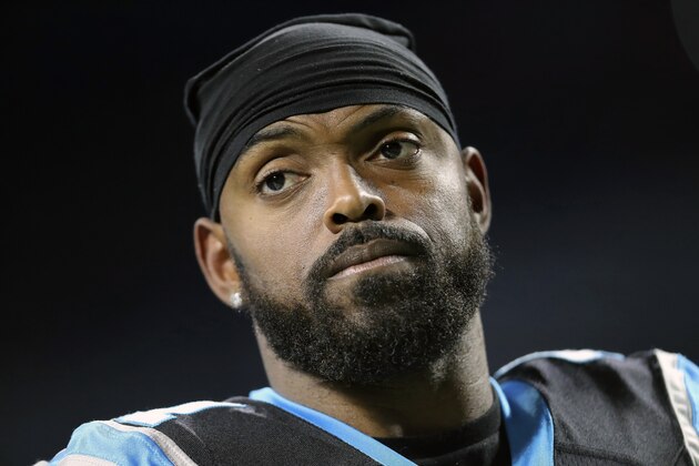 FILE - In this Nov. 18, 2018, file photo, Carolina Panthers defensive back Captain Munnerlyn appears before an NFL football game against the Detroit Lions in Detroit. Cut by the Panthers in February, Munnerlyn has finally landed a job upon signing with the Buffalo Bills on Saturday, Aug. 10, 2019. (AP Photo/Rey Del Rio, File)