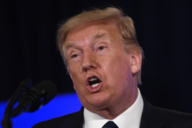 President Donald Trump speaks at Trump National Golf Club Bedminster in Bedminster, N.J., Friday, Aug. 7, 2020. (AP Photo/Susan Walsh)
