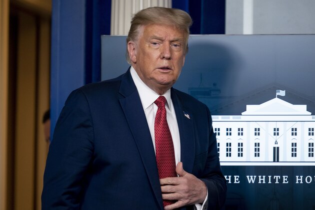 President Donald Trump arrives for a news conference in the James Brady Press Briefing Room at the White House, Monday, Aug. 10, 2020, in Washington. (AP Photo/Andrew Harnik) President Donald Trump arrives for a news conference in the James Brady Press Briefing Room at the White House, Monday, Aug. 10, 2020, in Washington. (AP Photo/Andrew Harnik)