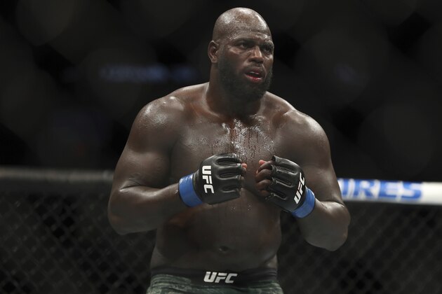 Jairzinho Rozenstruik pursues Alistair Overeem during their heavyweight mixed martial arts bout at UFC Fight Night, Sunday, December 8, 2019, in Washington, D.C. Rozenstruik won via 5th round TKO. (AP Photo/Gregory Payan)