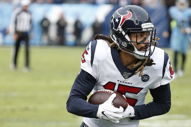 Houston Texans wide receiver Will Fuller #15 during an NFL football game between the Houston Texans and the Tennessee Titans, Sunday, Dec. 15, 2019 in Nashville, TN (Photo by Michael Zito/AP Images for Panini)