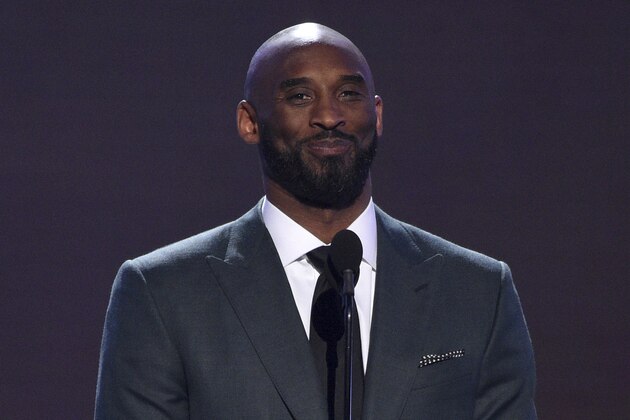 Kobe Bryant present the Arthur Ashe award for courage at the ESPY Awards on Wednesday, July 10, 2019, at the Microsoft Theater in Los Angeles. (Photo by Chris Pizzello/Invision/AP)