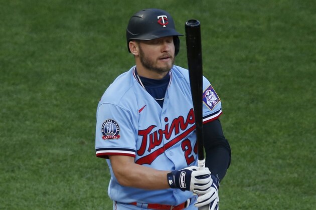 Minnesota Twins' Josh Donaldson bats against the St. Louis Cardinals in a baseball game Wednesday, July 29, 2020, in Minneapolis. (AP Photo/Jim Mone)