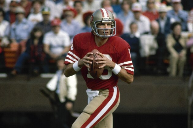 FILE - This is a 1981 file photo showing San Francisco 49ers NFL football quarterback Joe Montana. The 49ers ruled most of the 1980s by winning Super Bowls after the 1981, '84, '88 and '89 seasons. (AP Photo/File)
