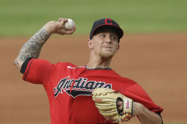 Cleveland Indians starting pitcher Zach Plesac delivers against the Chicago White Sox in a baseball game, Wednesday, July 29, 2020, in Cleveland. (AP Photo/Tony Dejak)