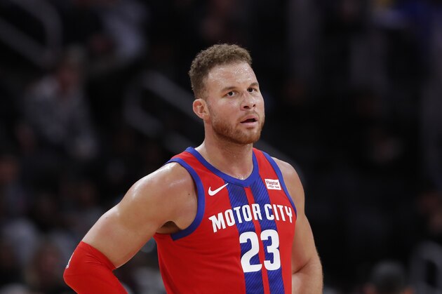 Detroit Pistons forward Blake Griffin is seen during the second half of an NBA basketball game, Friday, Nov. 29, 2019, in Detroit. (AP Photo/Carlos Osorio)