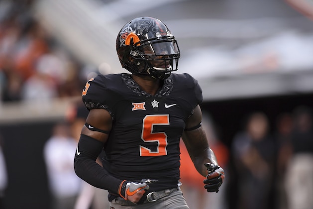 Oklahoma State corner back Kemah Siverand runs down field prior to an NCAA college football game in Stillwater, Okla., Saturday, Sept. 8, 2018. (AP Photo/Brody Schmidt) Oklahoma State corner back Kemah Siverand runs down field prior to an NCAA college football game in Stillwater, Okla., Saturday, Sept. 8, 2018. (AP Photo/Brody Schmidt)