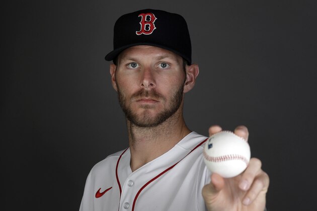 This is a 2020 photo of Chris Sale of the Red Sox baseball team. This image reflects the 2020 active roster as of Feb. 19, 2020 when this image was taken. (AP Photo/John Bazemore) This is a 2020 photo of Chris Sale of the Red Sox baseball team. This image reflects the 2020 active roster as of Feb. 19, 2020 when this image was taken. (AP Photo/John Bazemore)