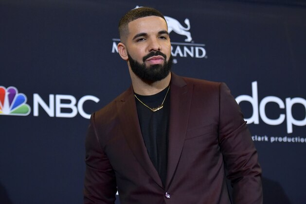 FILE - This May 1, 2019 file photo shows Drake at the Billboard Music Awards in Las Vegas. SiriusXM and Pandora, companies that merged earlier this year, announced Thursday, July 25, that they have signed a new creative partnership with the superstar rapper. (Photo by Richard Shotwell/Invision/AP, File)