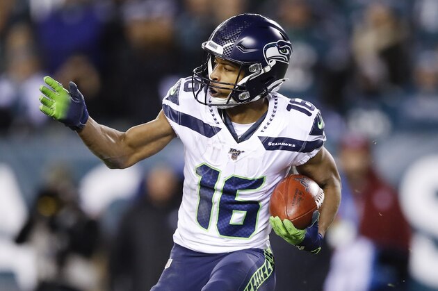 Seattle Seahawks wide receiver Tyler Lockett plays during an NFL wild-card playoff football game against the Philadelphia Eagles, Sunday, Jan. 5, 2020, in Philadelphia. (AP Photo/Matt Rourke)