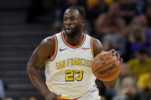 Golden State Warriors forward Draymond Green (23) against the Minnesota Timberwolves during an NBA basketball game in San Francisco, Monday, Dec. 23, 2019. (AP Photo/Jeff Chiu)