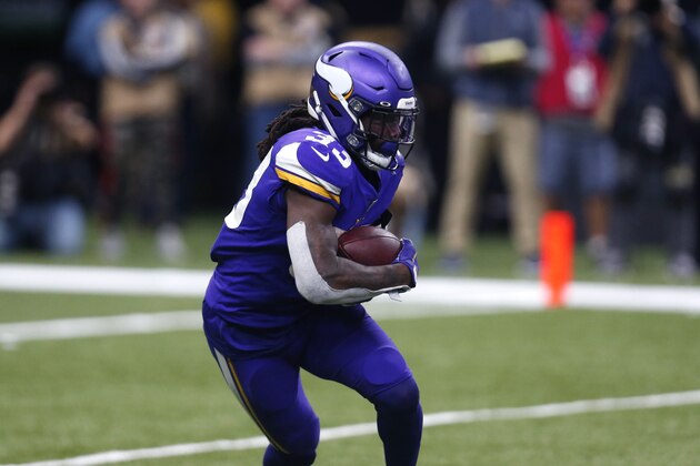 Minnesota Vikings running back Dalvin Cook (33) carries in the second half of an NFL wild-card playoff football game against the New Orleans Saints, Sunday, Jan. 5, 2020, in New Orleans. (AP Photo/Butch Dill) Minnesota Vikings running back Dalvin Cook (33) carries in the second half of an NFL wild-card playoff football game against the New Orleans Saints, Sunday, Jan. 5, 2020, in New Orleans. (AP Photo/Butch Dill)